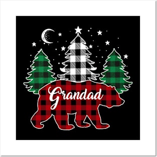 Grandad Bear Buffalo Red Plaid Matching Family Christmas Posters and Art